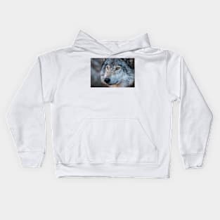 Timber Wolf Portrait Kids Hoodie